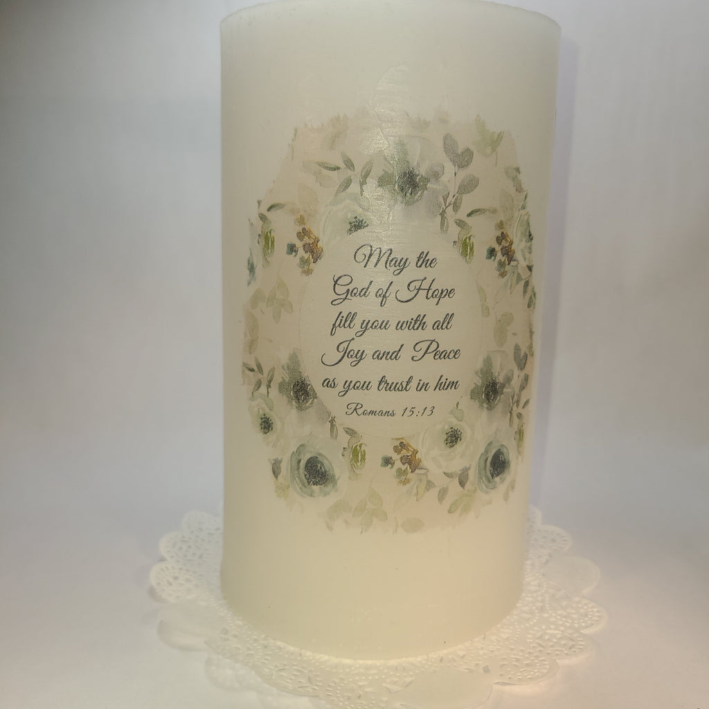 Embrace Hope with the God of Hope Hurricane Candle Shade
